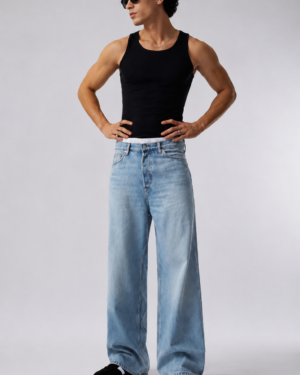 Light Fade Baggy Jeans -Men