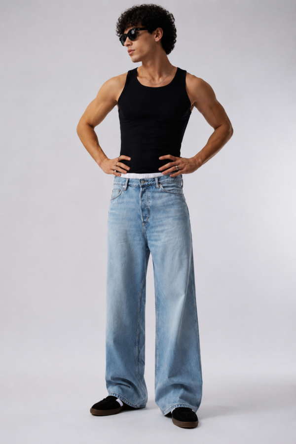 Light Fade Baggy Jeans -Men