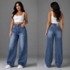 Blue Faded Baggy Jeans—Unisex
