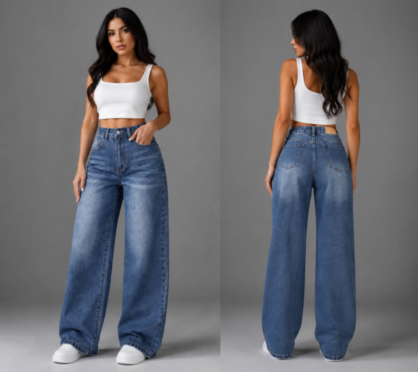 Blue Faded Baggy Jeans—Unisex