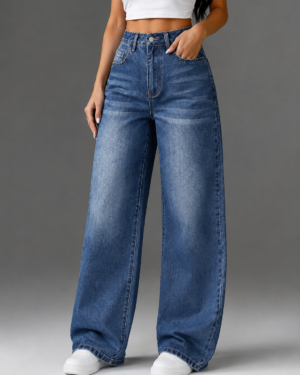 Blue Faded Baggy Jeans—Unisex