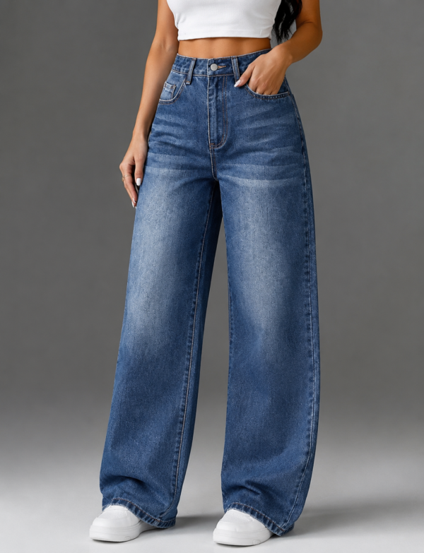 Blue Faded Baggy Jeans—Unisex